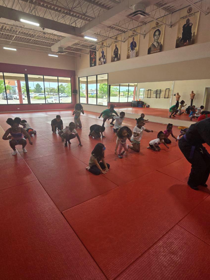 karate class and exercise at our childcare center in lansing, illinois