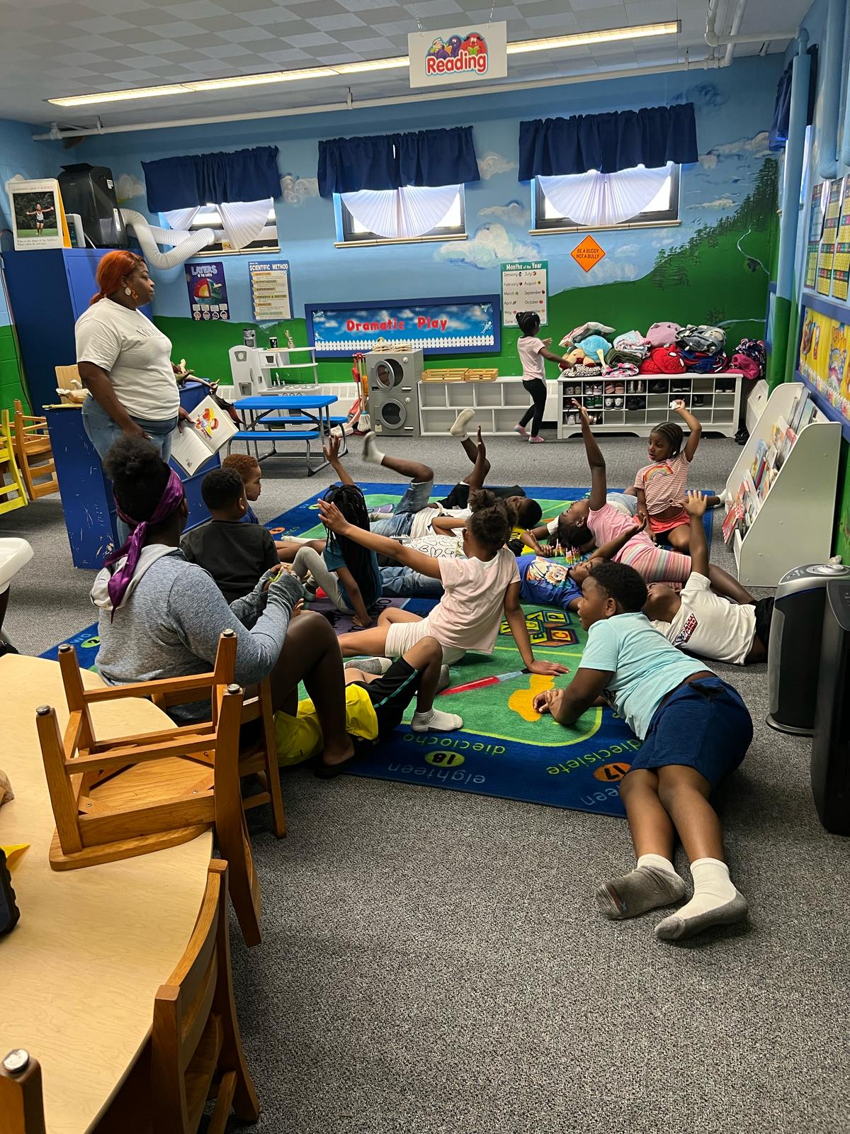 bedtime stories and talk at our daycare center in lansing, illinois
